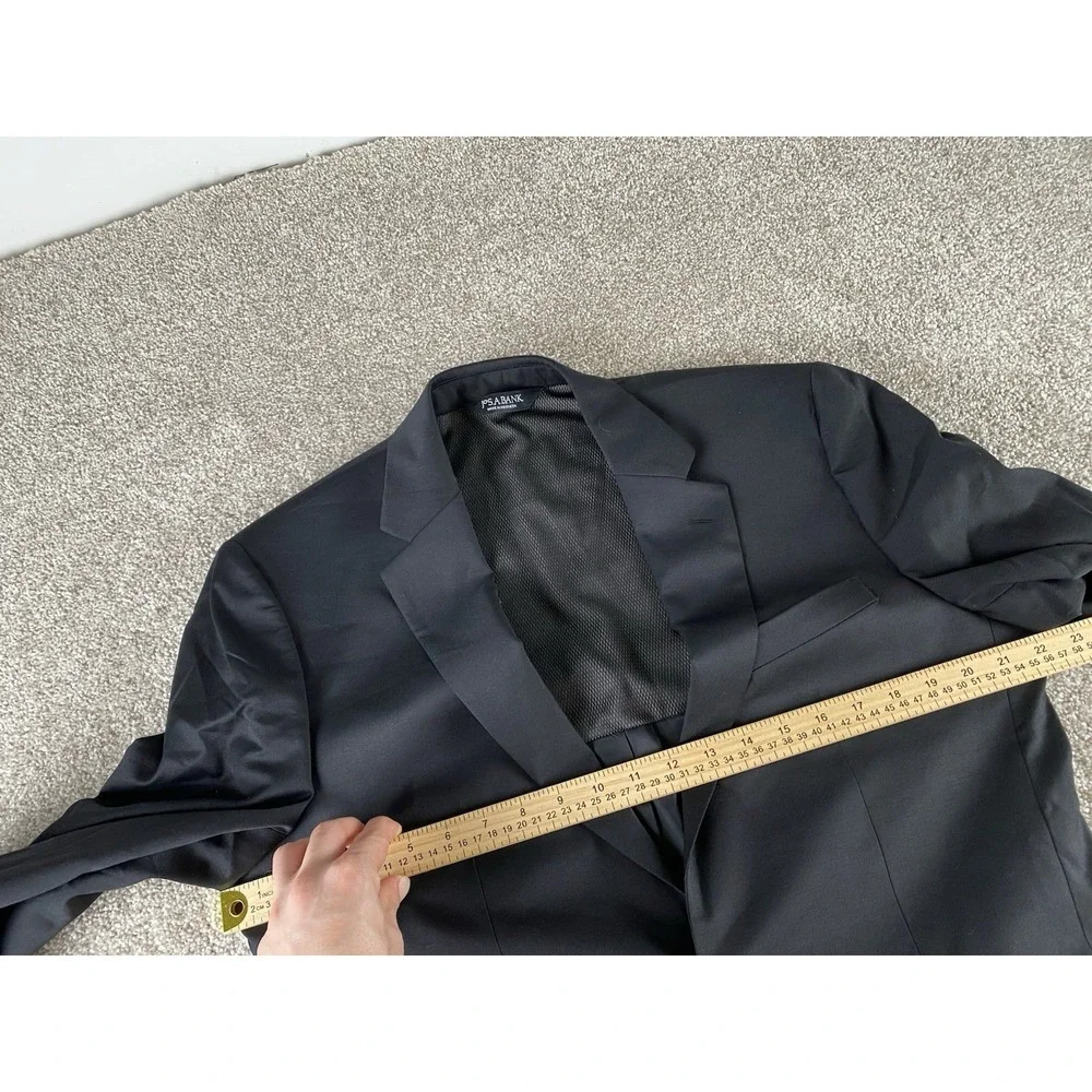 Jos A Bank Traveler Tech Blazer Black Men 40L Wool/Polyester Stretch Slim Preppy